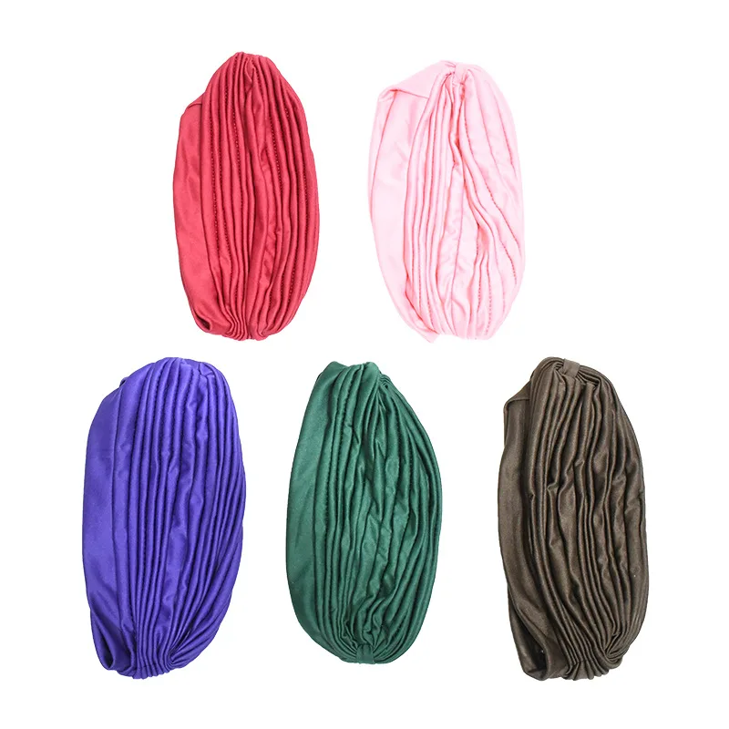 New Women Crinkle Twist Turban Hat Muslim Cotton Turbante Islamic Hijab Headscarf Arab Head wraps Indian Bonnet