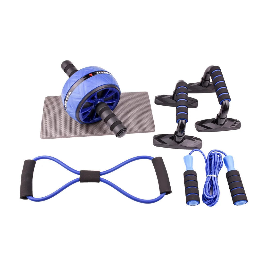 Anti-slip good quality ultra-wide abdominal widened ab wheel roller abs set of 5 pieces including Tensioner  and jumping rope
