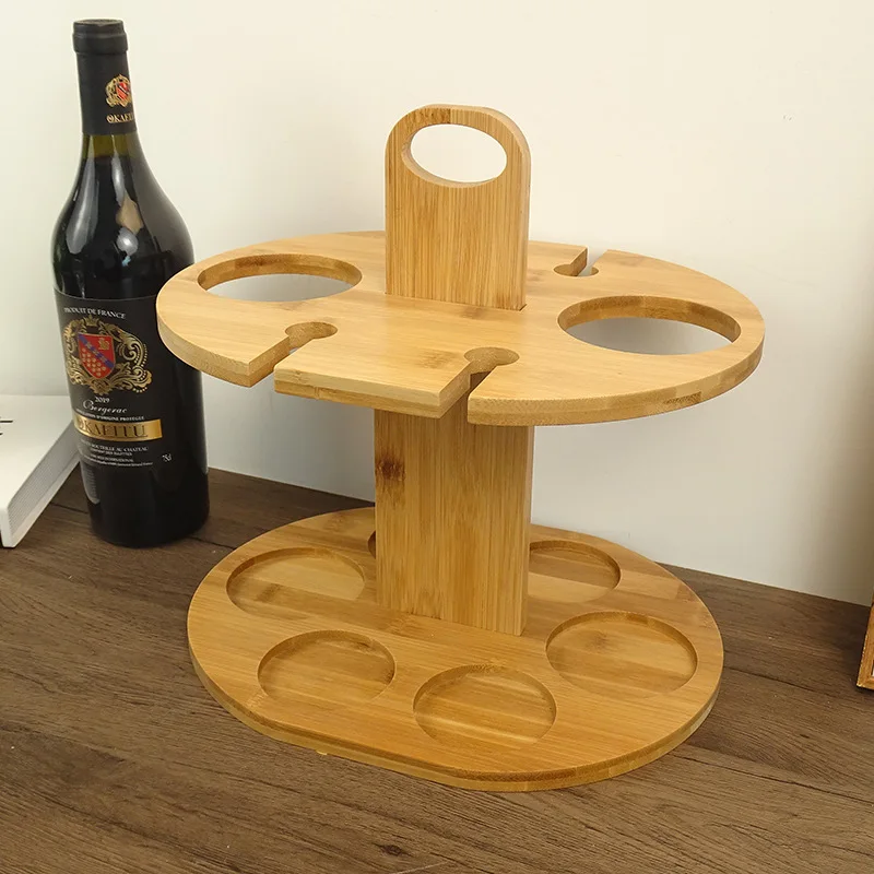 Countertop Display 2 Bottles Holder Bamboo Wine Rack