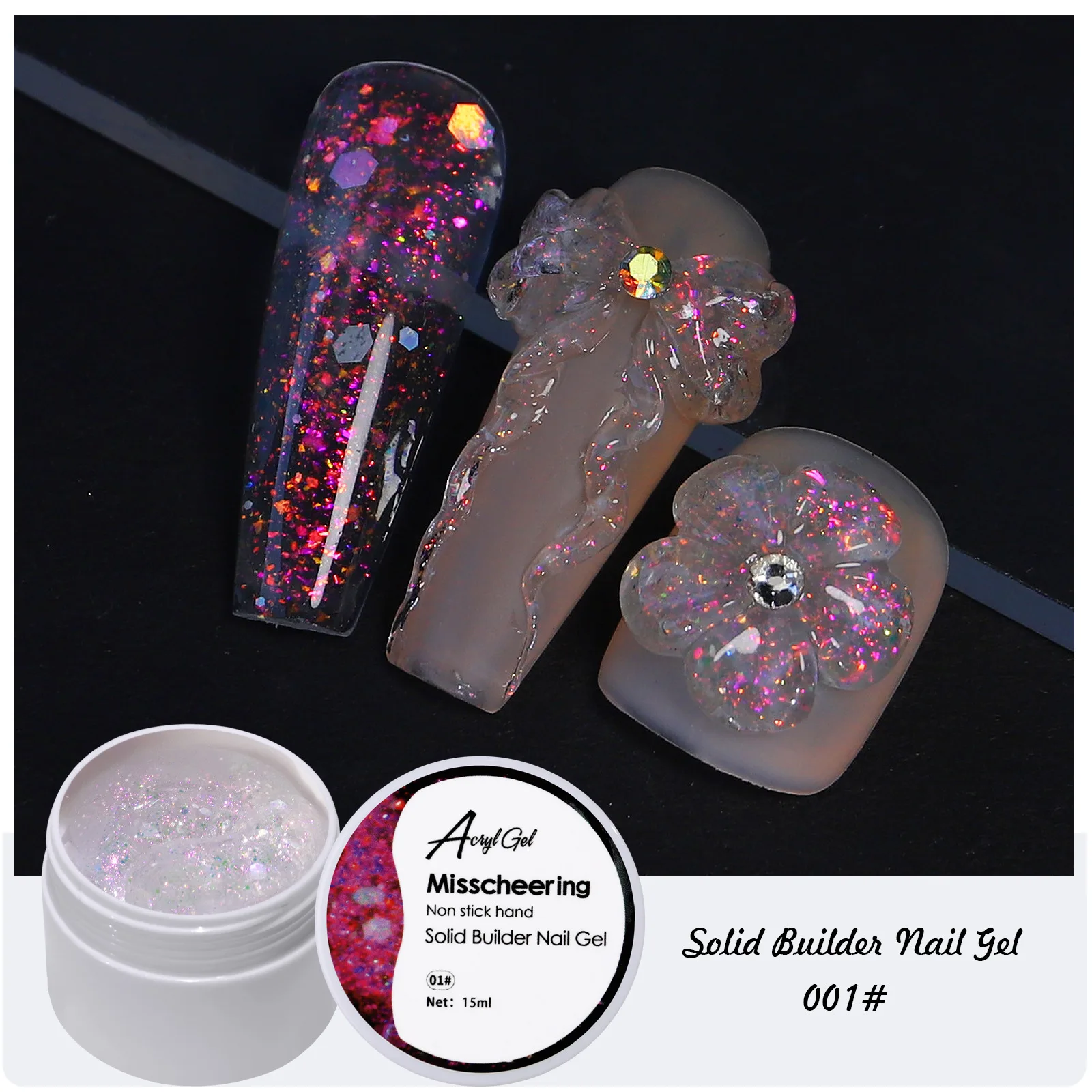 15ml solid non stick builder nail gel polish glitter solid nails uv gel acrylic extension solid nail glue