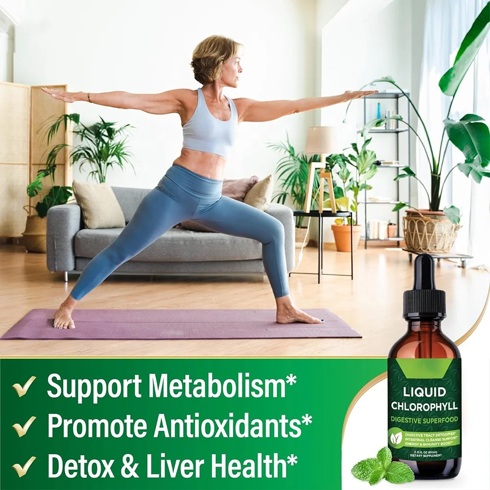 Chlorophyll Liquid Drops All-Natural Concentrate Energy Booster Digestion and Immune System Supports Internal Deodorant