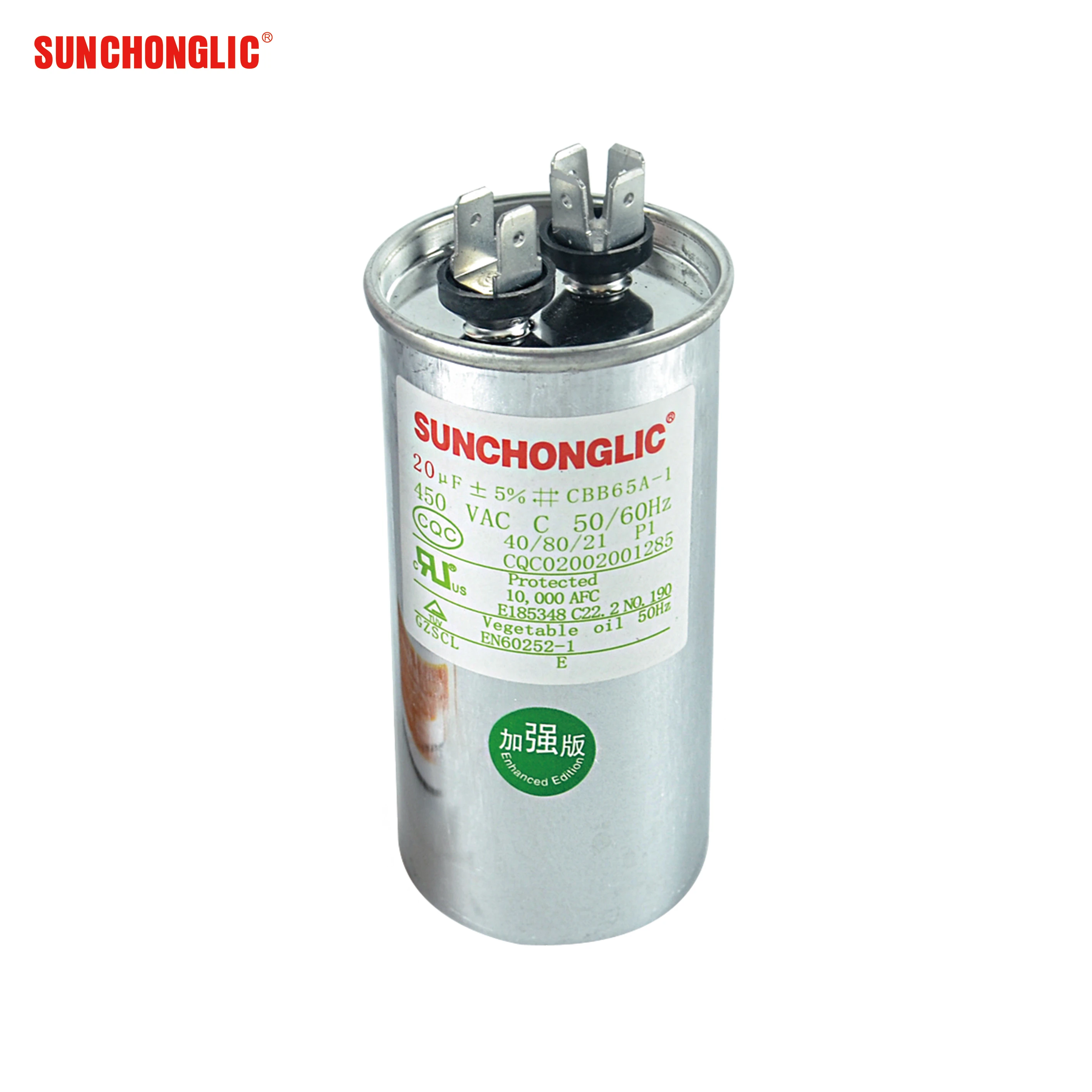 Sunchonglic capacitors air conditioner parts of 20uf 450v capacitor for air conditioner