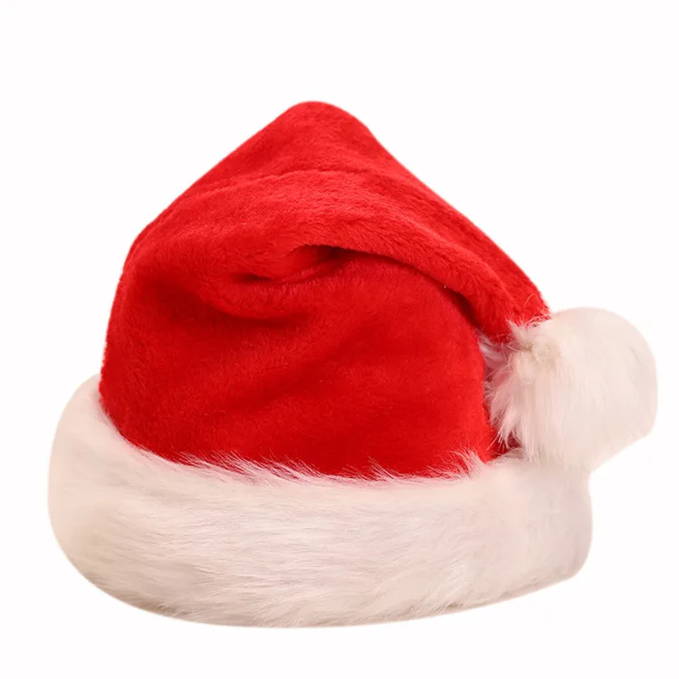 2020 factory outlet party cap christmas plush santa hat red merry christmas decoration hat