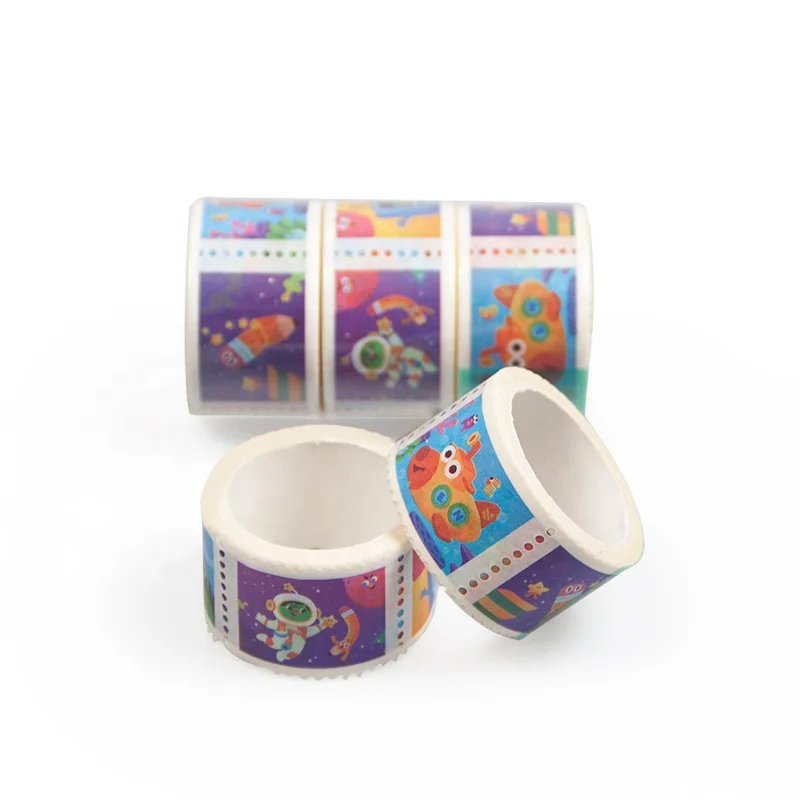 Wholesale Die Cut tear able Repositionable Perforated Washi Tape  Stamp Stickers Custom Adhesive Paper Tape