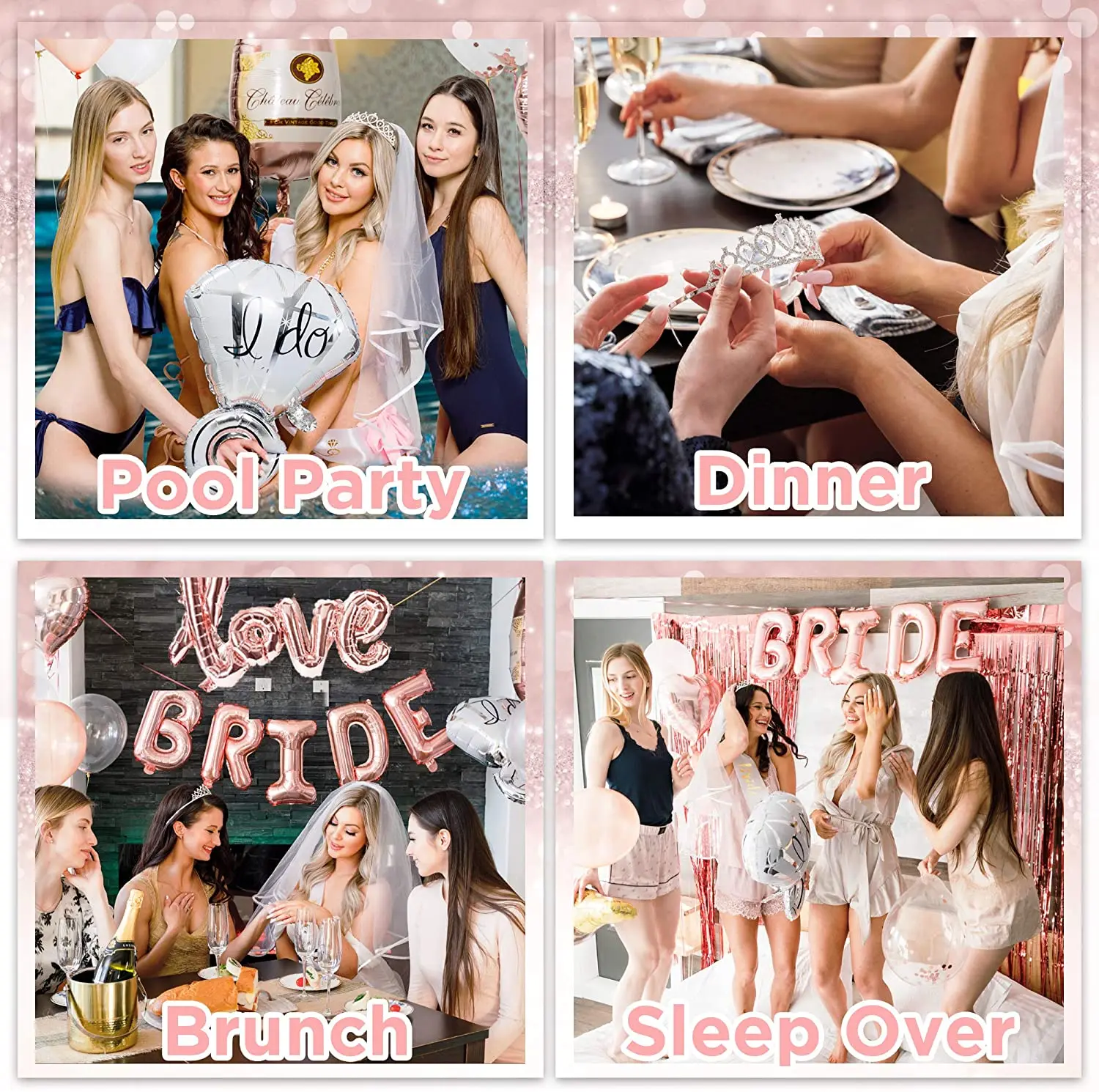  120pcs Bridal Shower Decorations Bride to Be Sash Balloons Veil Tiara Naughty Bachelorette