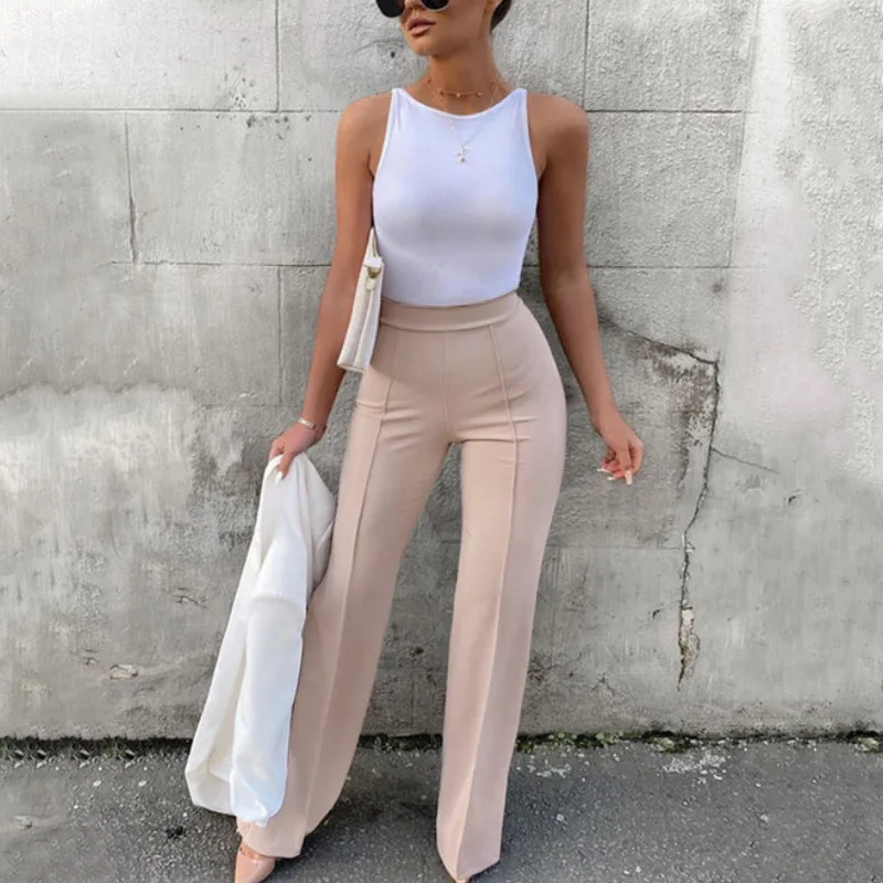 Wholesale Ladies Wide Leg Stretch Office Flare Trousers Formal Work Wear Women Pants