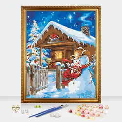 christmas wall decor DIY painting by numbers kit Oil Paintings on canvas snowman paint by numbers for adults and kid