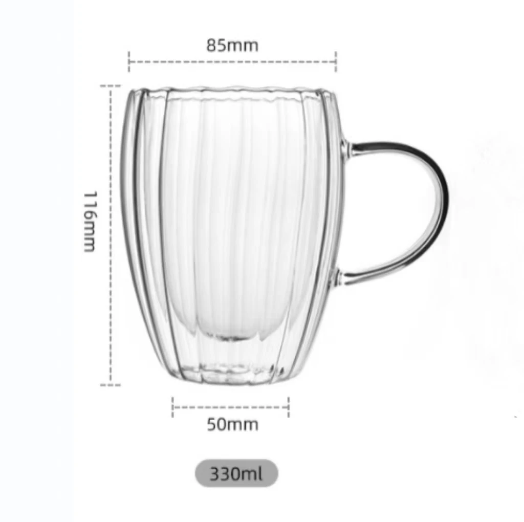 280 ml,330 ml High borosilicate glass single-layer water cup, large belly cup, milk cup, heat-resistant glass colored handle cup