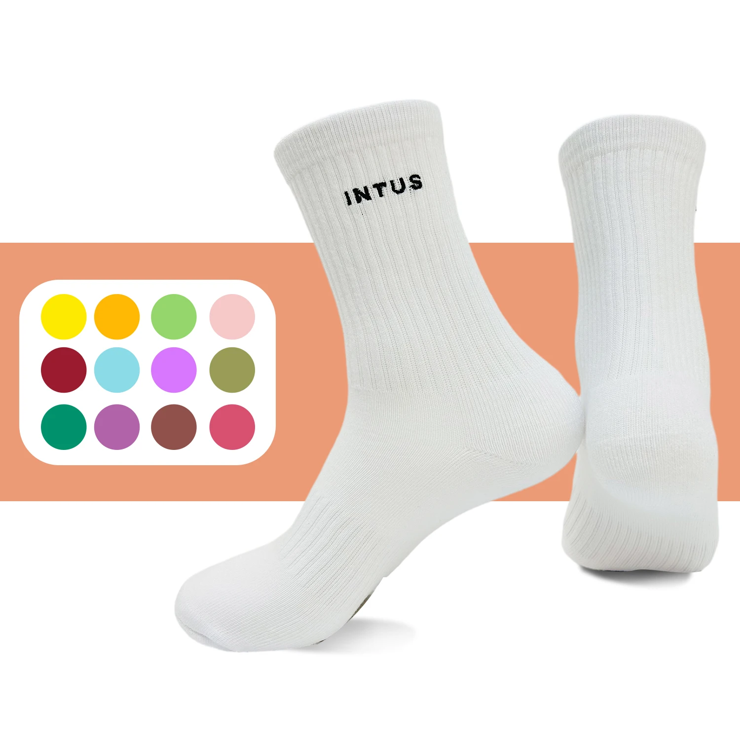 Custom Socks White Black Top Logo Brand Jacquard Elastic Sport Socks For Man