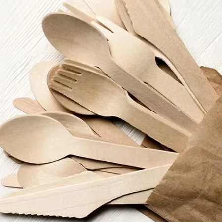 100% Compostable Wooden Cutlery Set | Disposable Wooden Cutlery Set - Alternative to Plastic, Eco Friendly, Biodegradable