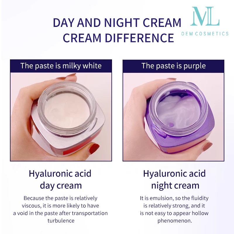 Cosmetics Manufacturer Private Label Face Care Lotion 30g 50g Moisturizing Hyaluronic Acid Day Night Cream