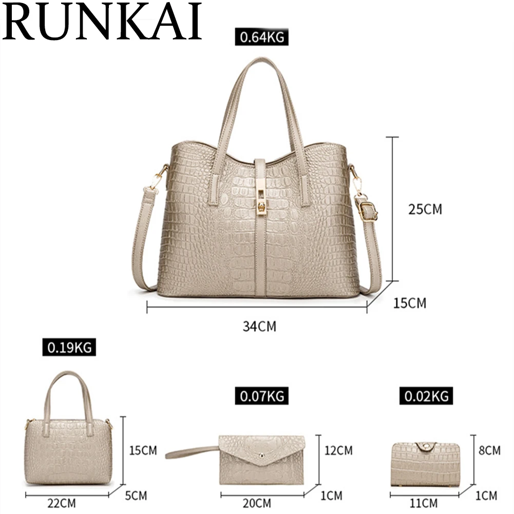 Women hand bags 2021 new Alligator Pattern PU Leather purse ladies handbag shoulder bag 4-piece suit