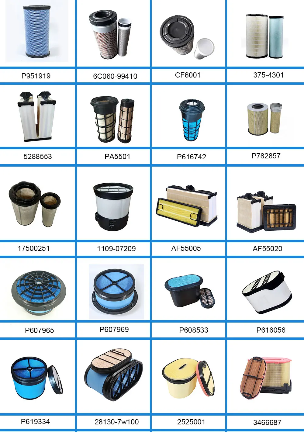 High Performance Heavy Truck Engine Air Filter 28130-8a001 Kw2837 A-5803m Me294850 Af25602