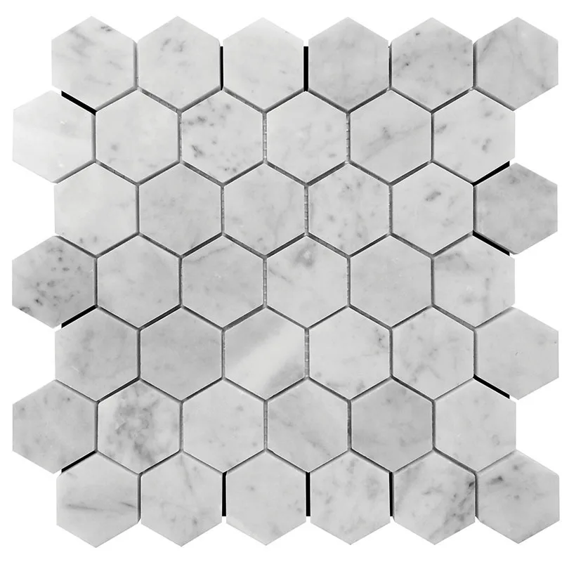 Circle Pattern Inlay Carrara White Marble Waterjet Mosaic Tiles