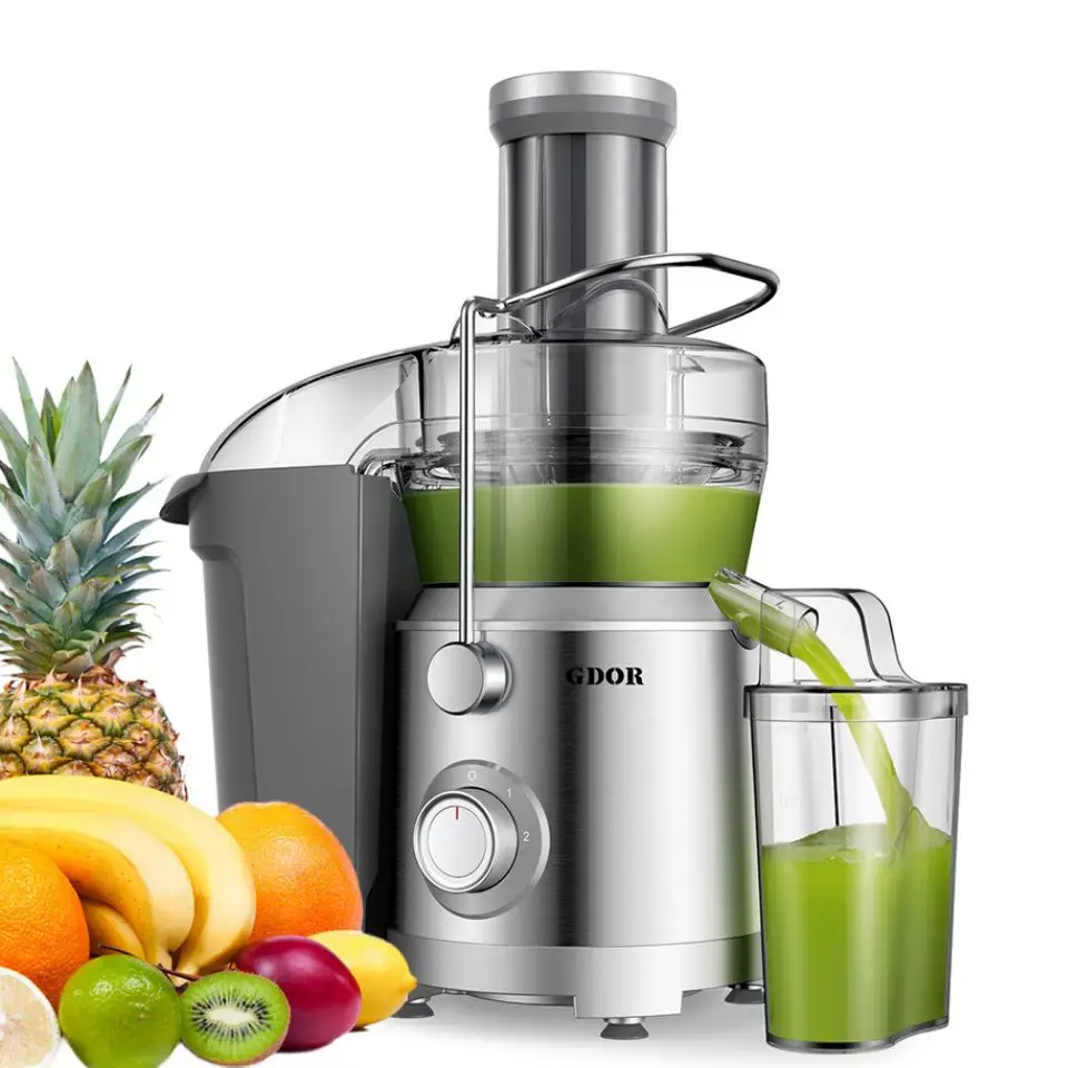 1300W High Juice Yield Silver Stainless Steel Power Juicer Safe Whole Veggie & Fruit Juice Extractor Maker Squeezer Machine