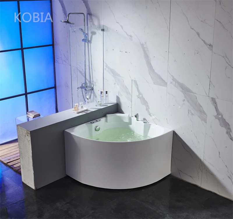 Luxury Hotel Modern Stand Alone Corner Jetted Bath Tub Massage Spa Corner Whirlpool Hot Tub