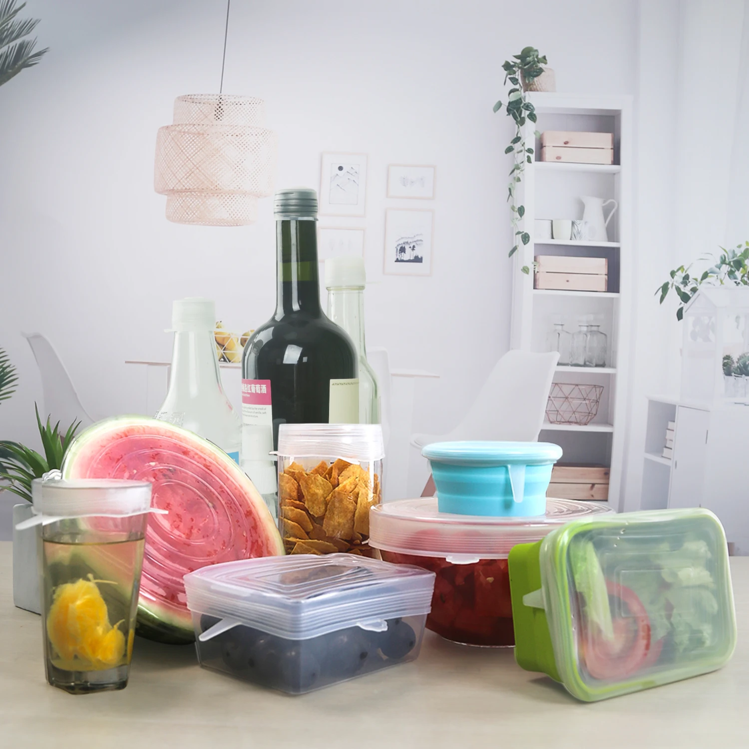 6/12/14 шт./упаковка, гибкие УНИВЕРСАЛЬНЫЕ СИЛИКОНОВЫЕ растягивающиеся крышки для пищевых контейнеров и Мисок