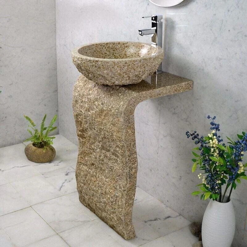 BOTON STONE Square Vanity Countertop Stone Integrated Washing Washbowl Natural Granite Pedestal Sinks