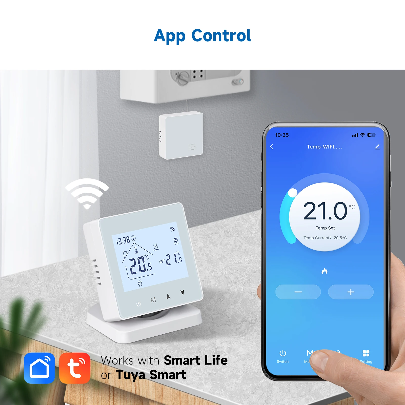 Beok BOT-R6X Battery and USB powered Gas Boiler Heating Thermostat Wifi Voice Control Weekly Programmable Function Thermostat