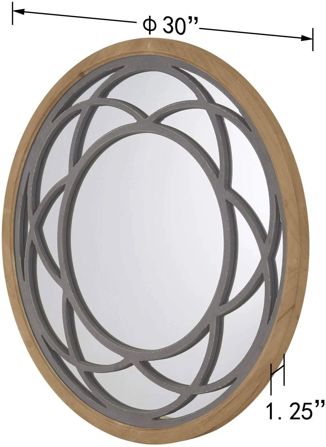 202407 Boho Design RusticRound Decorative Large Wall Mirror  with Wood Frame for Living Room Bedroom Kitchen Entryway Wall Decor
