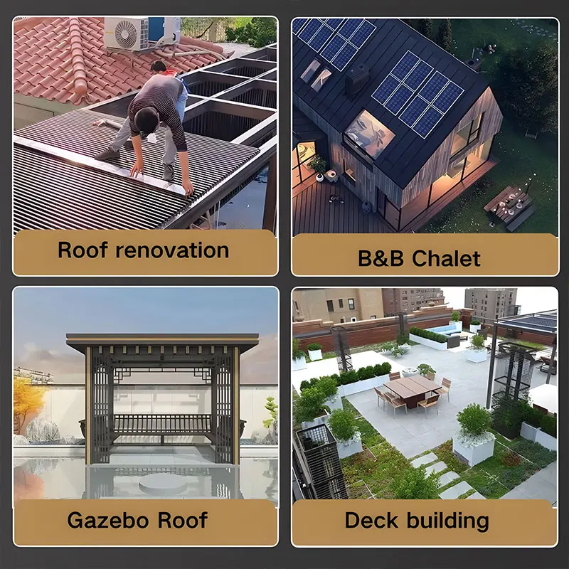 Alu Aluminum Tiles Gazebo for Sunshade Tiles  Outdoor Windproof  Pergola Modern Pergola Roof  Sunroom Waterproof Greenhouse