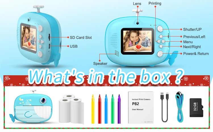 Hot Selling  Digital Print Camera for Kids With 2.4 Inch LCD Digital Camera for Children   Instant Print Camera  for Girls Boys