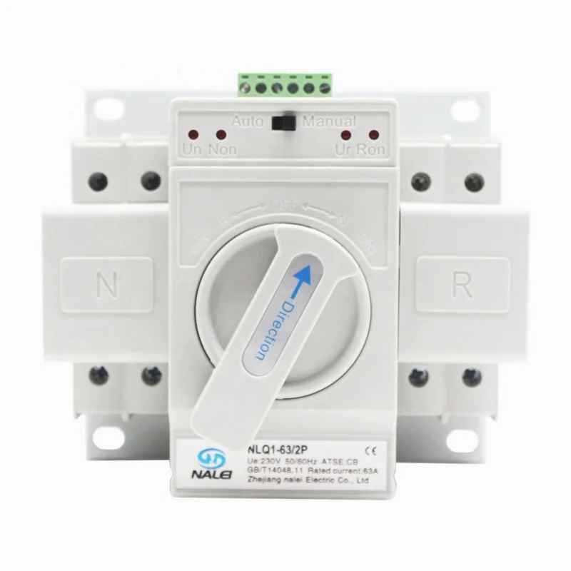 Auto switch and auto recover I-0-II 220/230V CB level micro break double power automatic transfer switch 2P 63A
