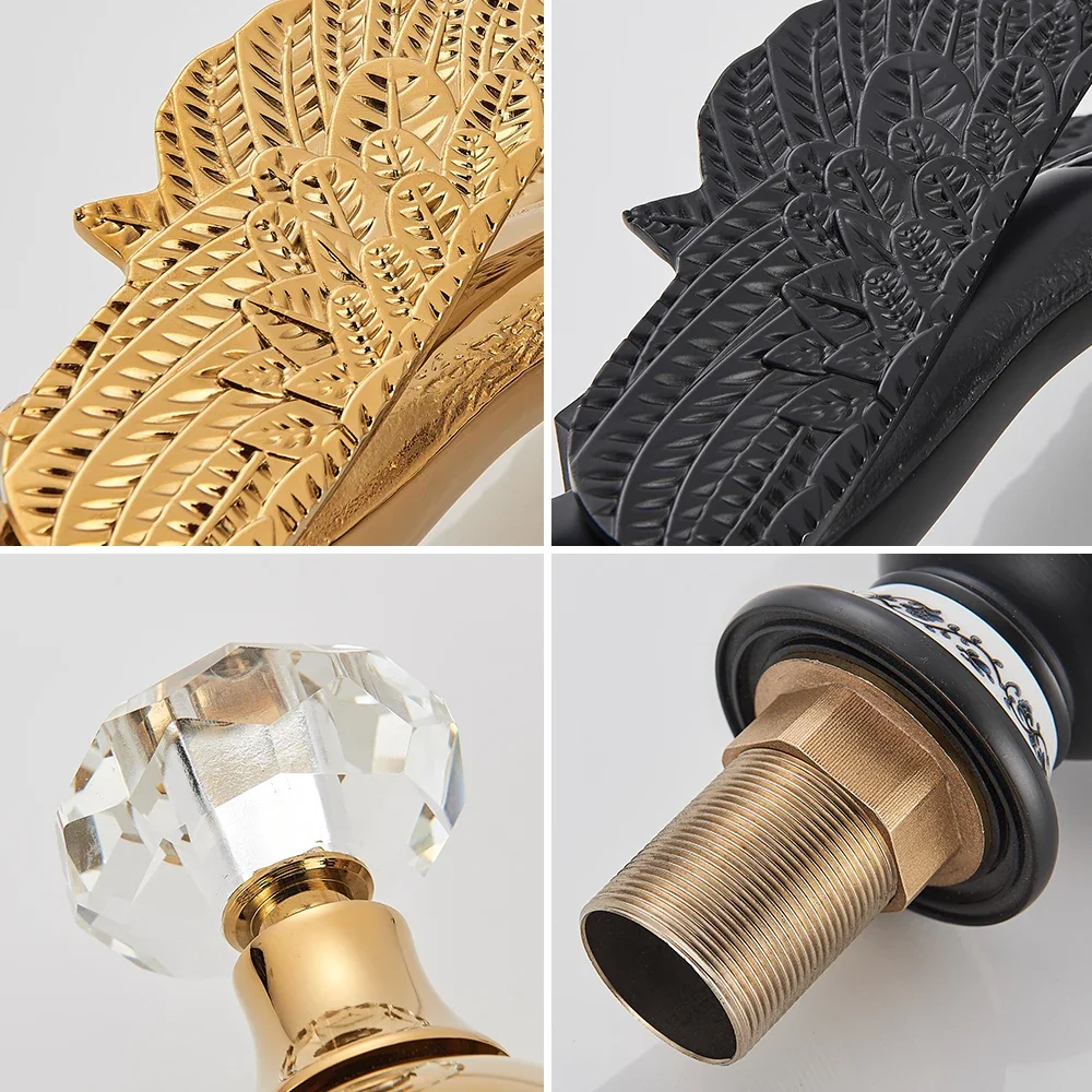 Golden Swan Basin Faucet Deck Mounted Bathroom Faucet Hot and Cold Water Mixer Tap Bath Water Faucet Basin Sink Taps