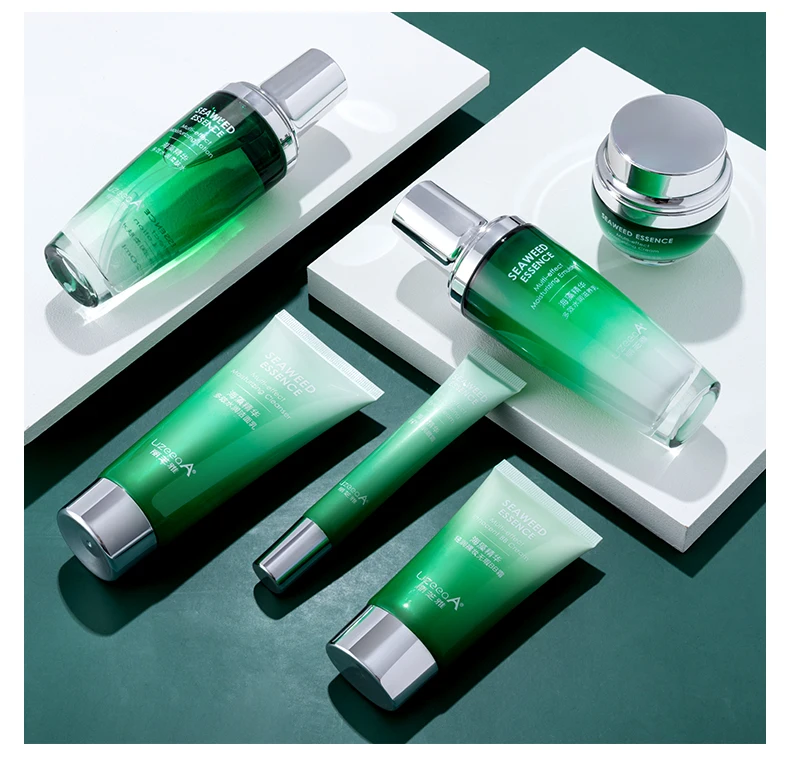 Natural Seaweed Extract Skin Care 6 Pieces Set Moisturizing Serum Cream Cleanser For Daily Use