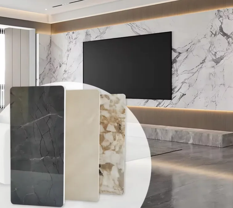 High glossy 3mm flexible PVC uv marble sheet& pvc marble sheet for indoor&marble alternative for wall decoration