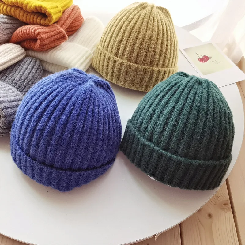 Winter Autumn New Baby Hat Solid Color Soft Warm Knitting Hats for 0-3 Years Boy Girl Children Beanies Bonnet Toddler Hats