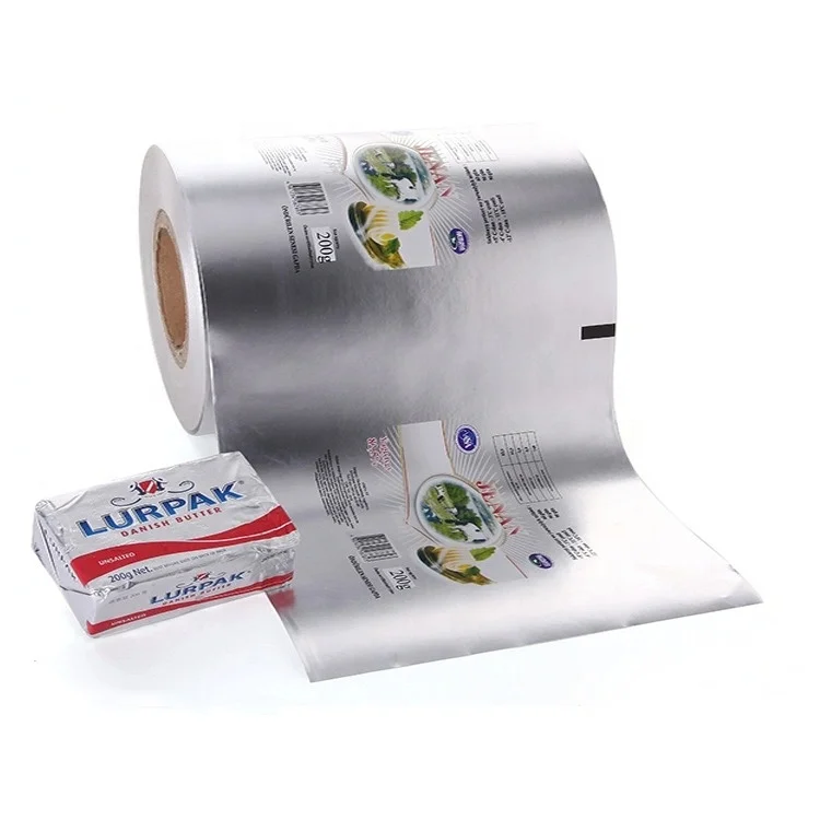 Customized Laminated Butter Aluminum Foil Paper Roll Stock for Automatic Packing