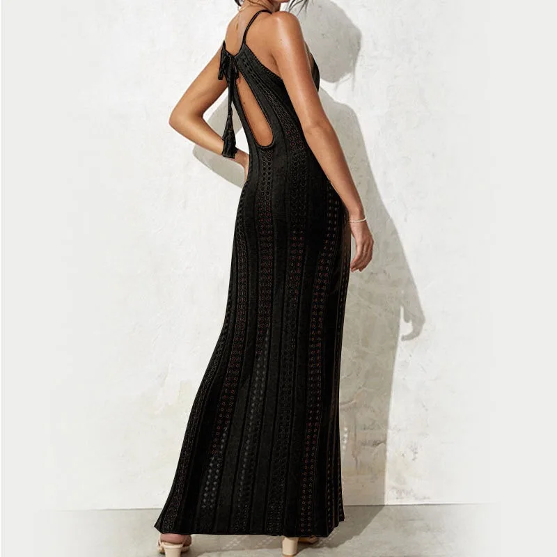 Sexy Sleeveless Backless Slit Cutout Beach Bodycon Long Dress Fashion Casual Womens Dresses