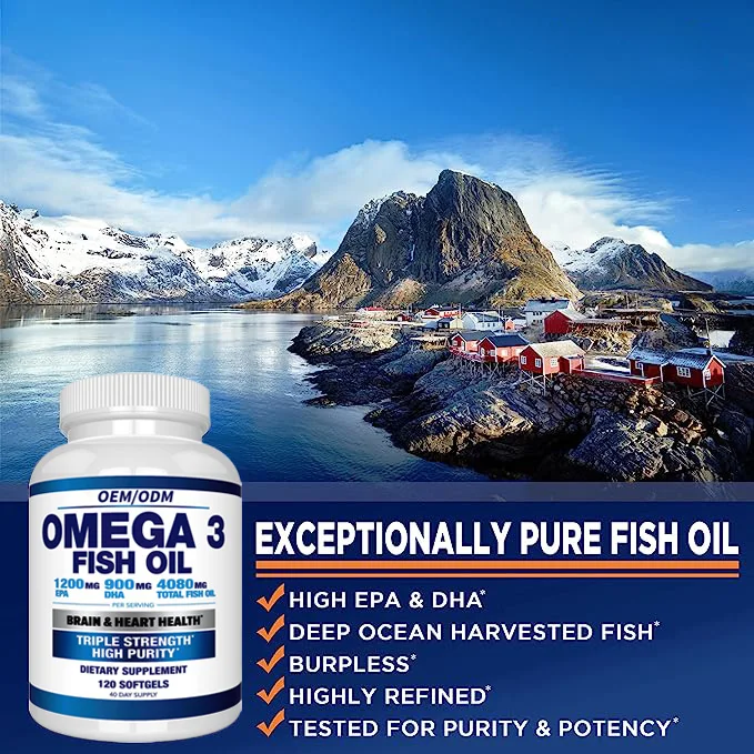 gmp certified omega 3 fish oil 1000 mg dietary supplement - 180 softgels