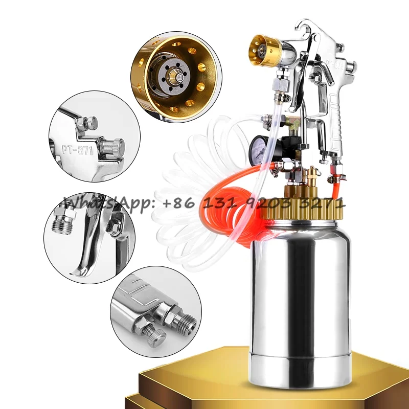 2L Sprayer Equipment Pneumatic Resemble Stone Paint Spray Gun Pressure Pot Tanks with 2m Hose for Natural Putty Paint Sprayer