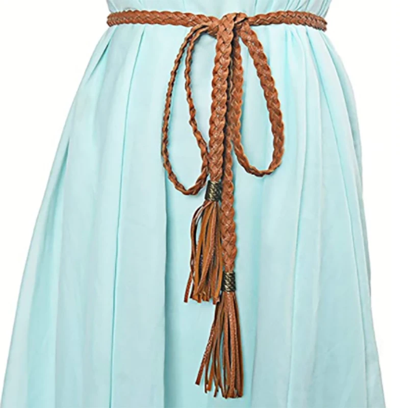 
Korean fashion contracted woven tassel black belt female student style with dress cowboy decoration waist chain 