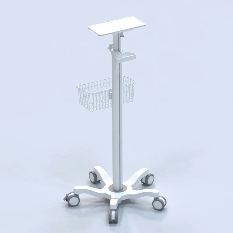 Height Adjustable Multi-Functional Mobile Hospital Trolley Medical Metal Monitor Cart with Durable Metal Construction