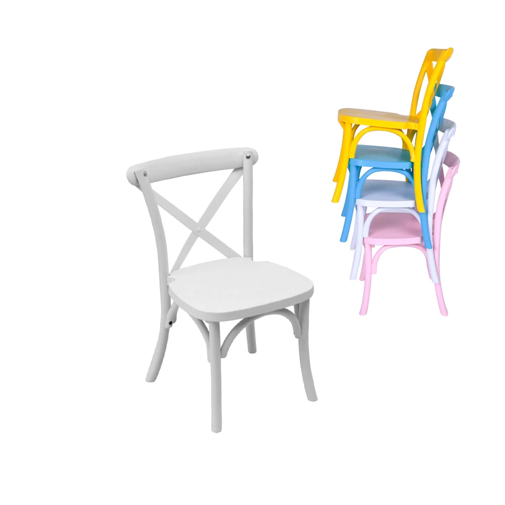 Wholesale Event Stacking Resin White Kids Cross Back Chair for Birthday Party