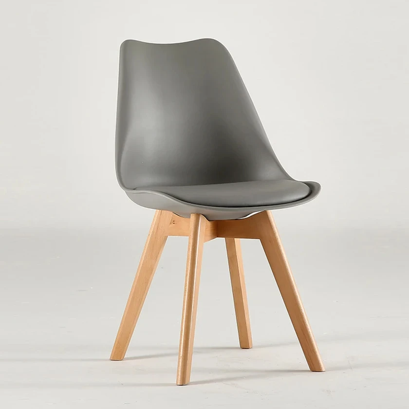 Room Furniture Stackable Plastic Durable Restaurant PP Seat Dining Chair with Wood Legs