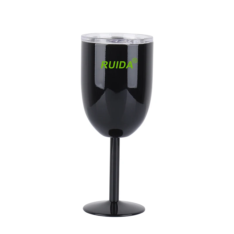 Wholesale Double Wall Stainless Steel Wine Glasses with Lid , Champagne Wine Glasses