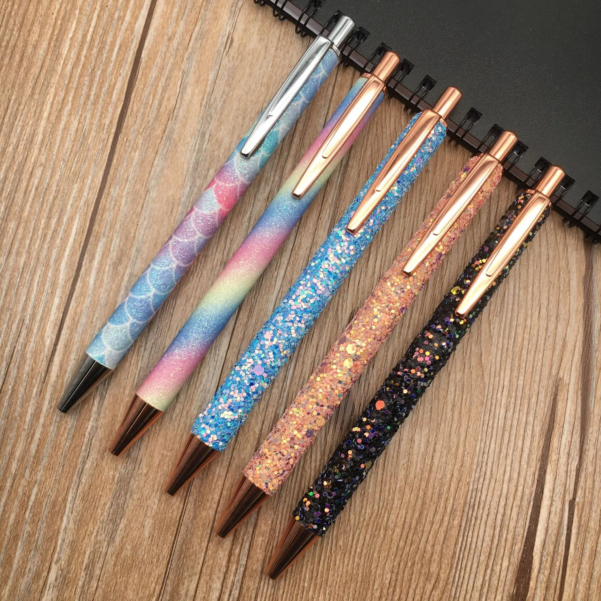 Hot sales and Popular for School and office Pen Use Metal Shiny Ball Pen Ballpoint Pen with Glitter