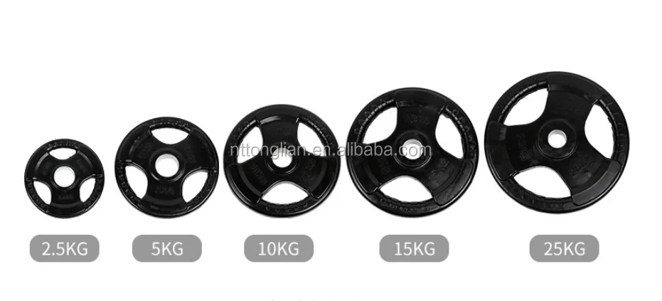 
Three Grips Rubber Coated Weightlifting Weight Plate With Competitive Price 