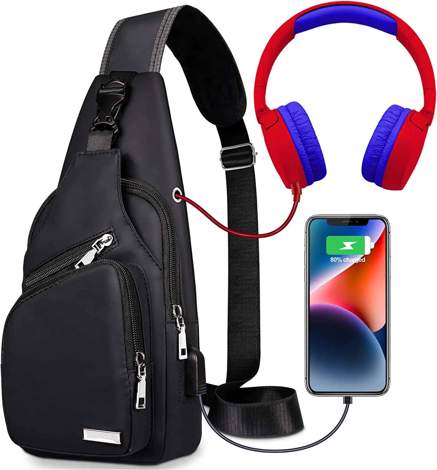 New design Crossbody Backpack Chest Bag Hiking Bag with USB Charging Port for Camping Biking Travel Cycling sling bag for men