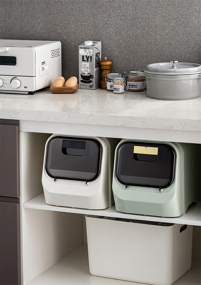 Pinmoo Sealed Rice Storage Container 10kg Transparent Plastic Rice Storage Box Storage