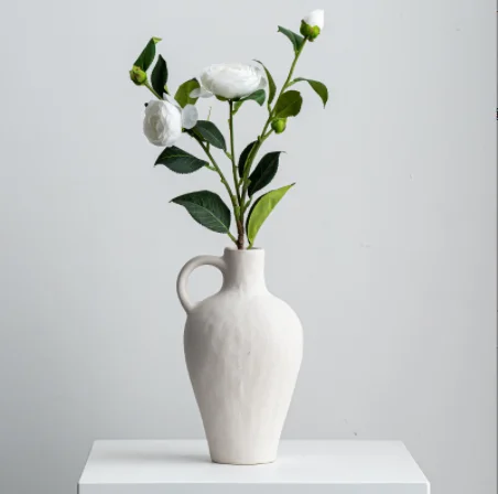 Modern  Large ceramic vase earth ware  Water jar cream stone ceramic vase
