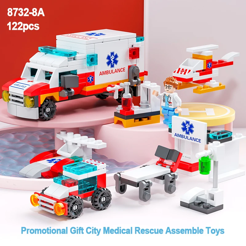 Lele Brother Promotional City Rescue Ambulance Kids Educational Building Block Toys for Girl