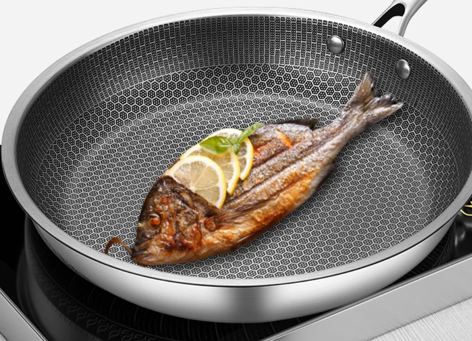 Heavy duty cookware cooking pot kitchen pan with lids for gas induction 18/8 Stainless steel honeycomb nonstick