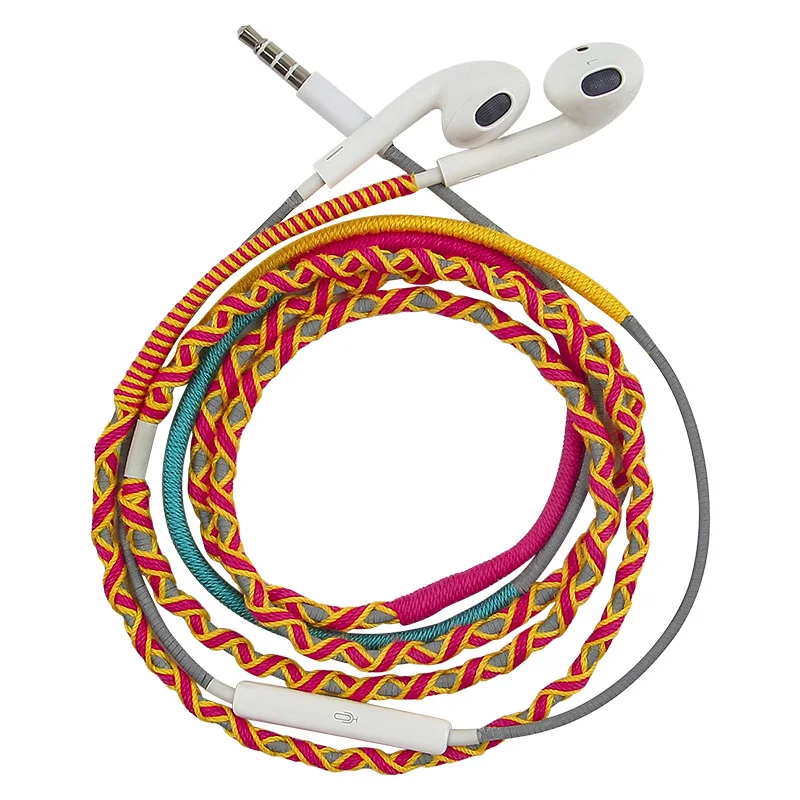 Urizons custom design handmade reflective thread braided earphones cuffie wired with mic