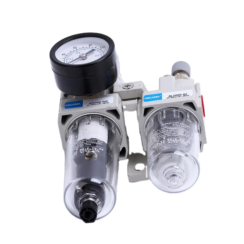 AC2010-01D AC2010-02D Combination Pneumatic FRL Unit Air Source Treatment Air Filter Regulator With Auto Drain And Gauge