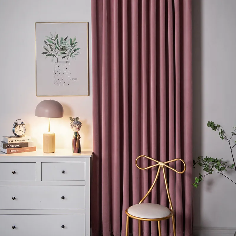 New design American curtain fabric light luxury modern simple swan velvet bedroom retro shading living room curtain